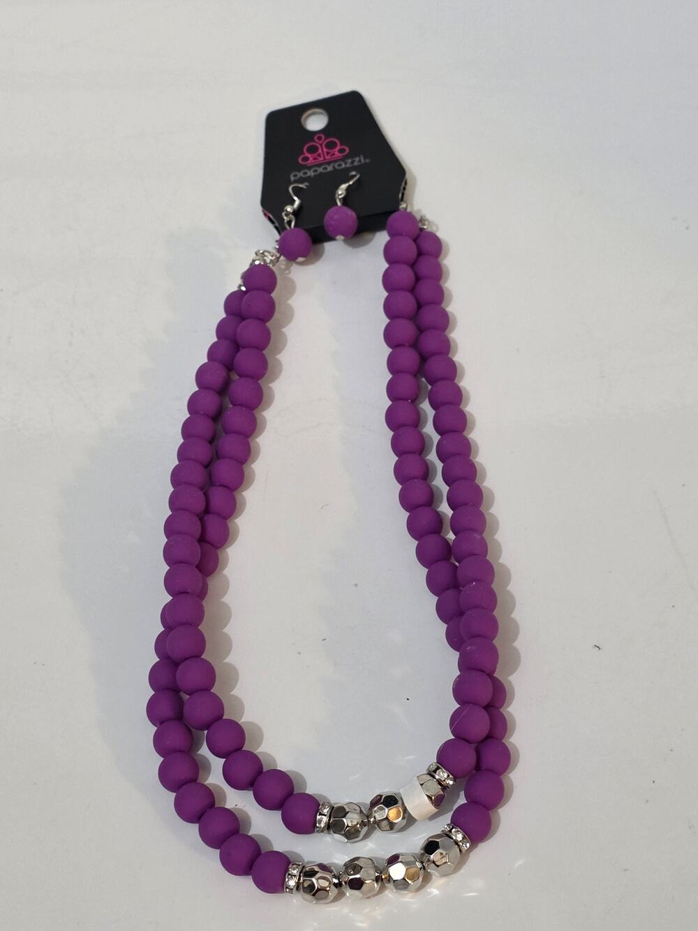 Summer Splash - Purple and Silver Bead Short Necklace - Paparazzi